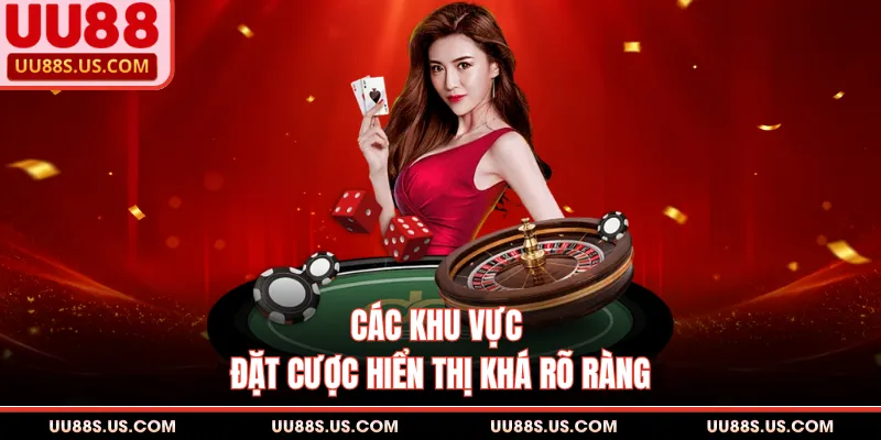Các khu vực đặt cược hiển thị khá rõ ràng